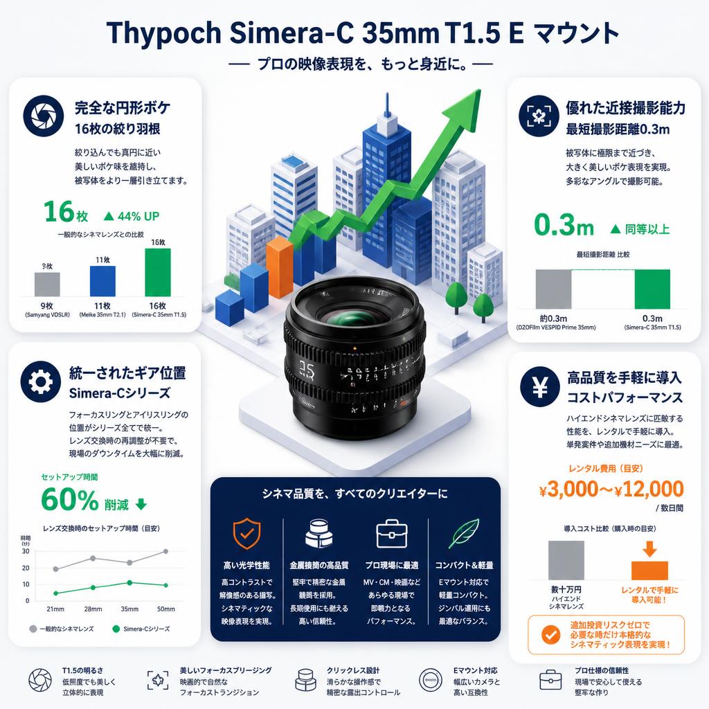 Thypoch Simera-C 35mm T1.5 E マウント セールスポイント