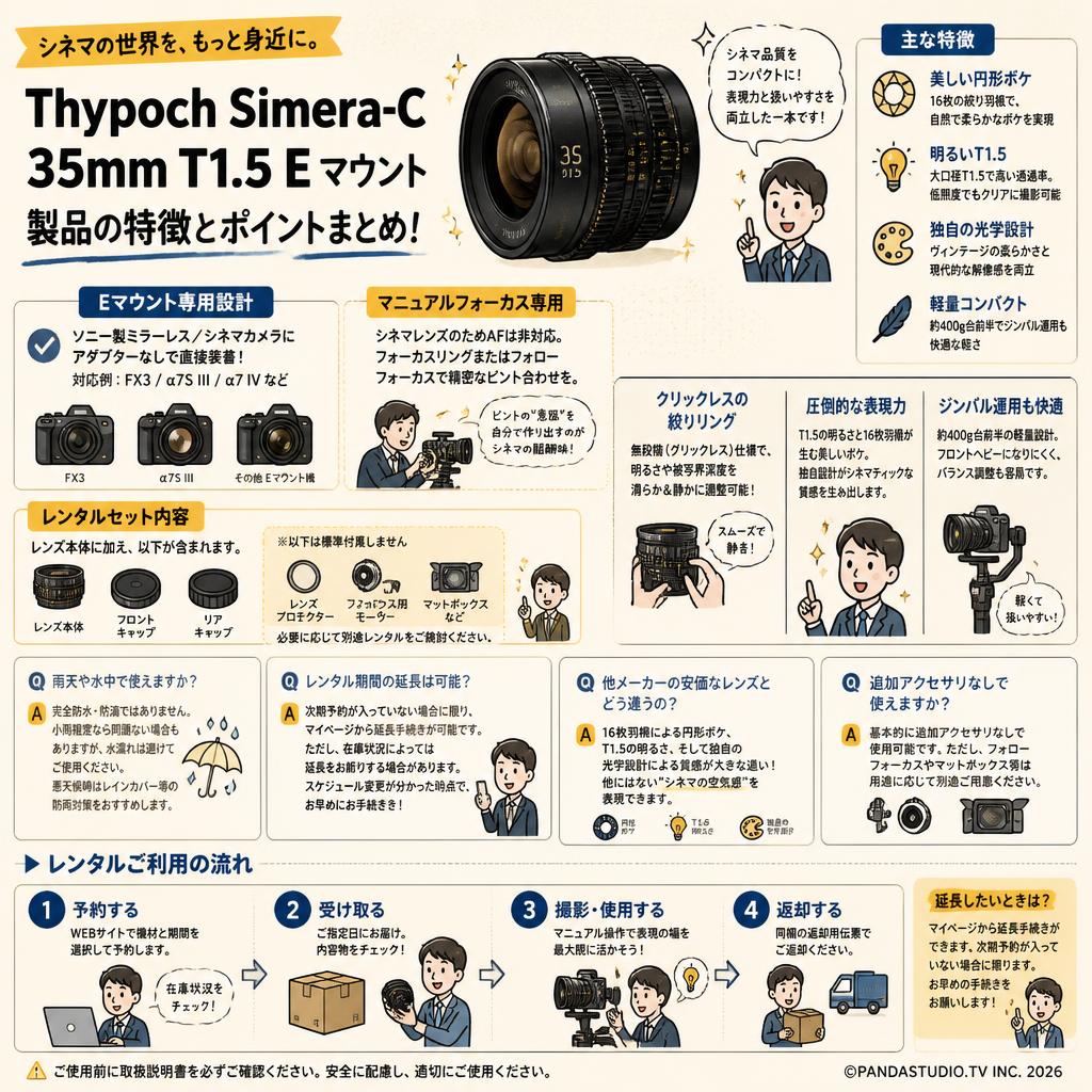 Thypoch Simera-C 35mm T1.5 E マウント FAQ（よくある質問と答え）