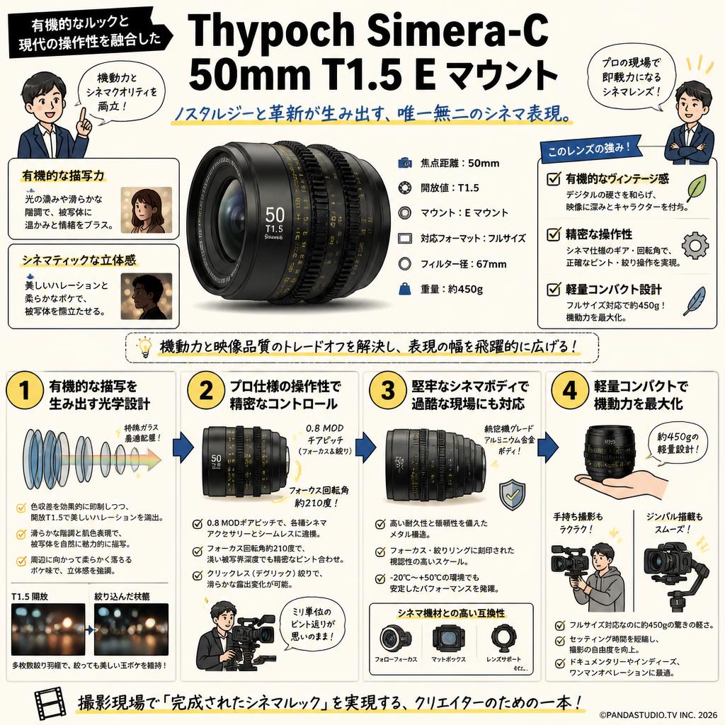 Thypoch Simera-C 50mm T1.5 E マウント 概要
