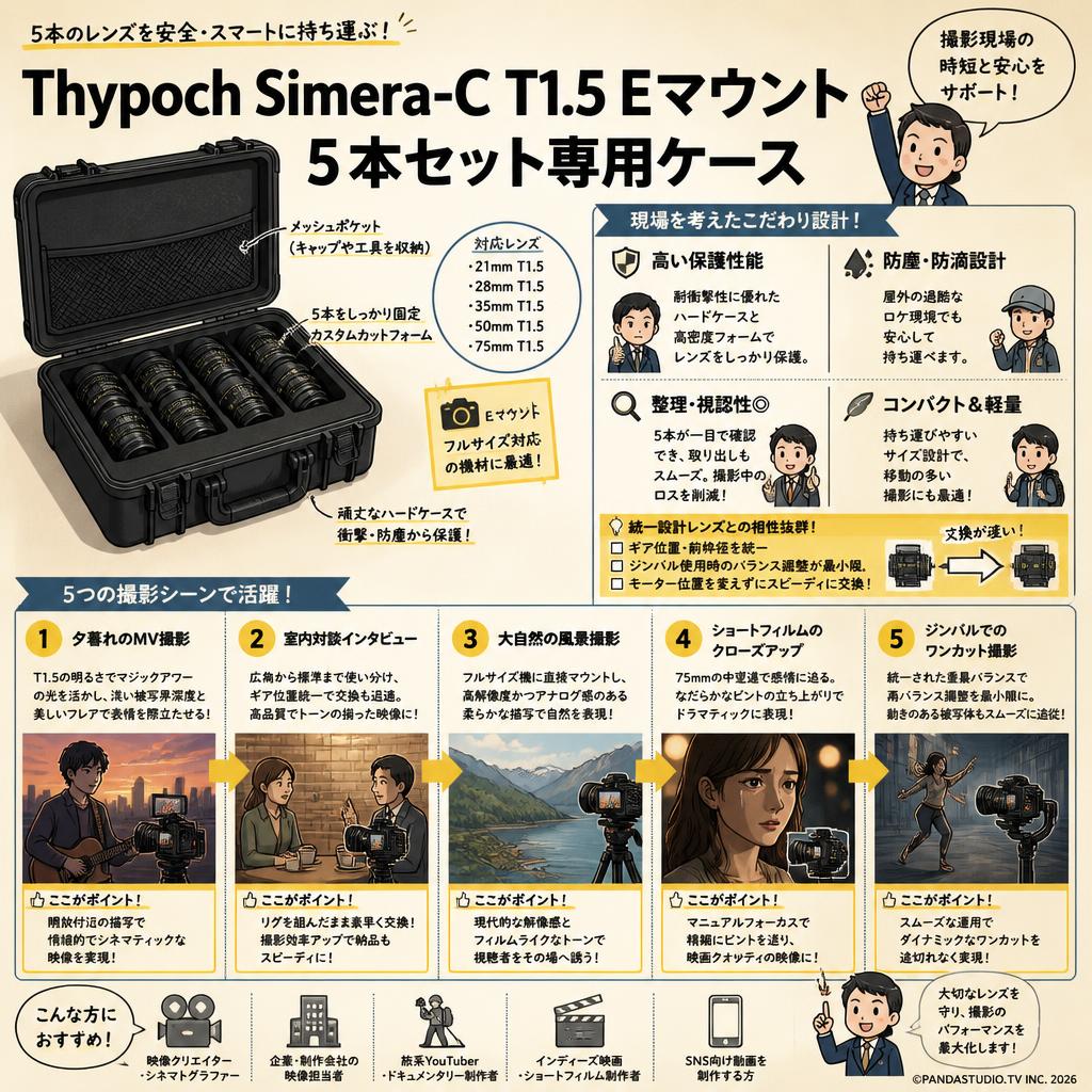 Thypoch Simera-C T1.5 E マウント 5本セット専用ケース 用途