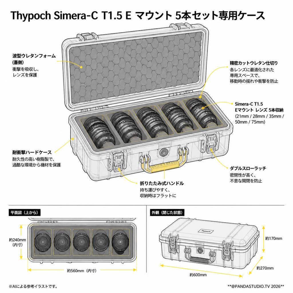 Thypoch Simera-C T1.5 E マウント 5本セット専用ケース スペック