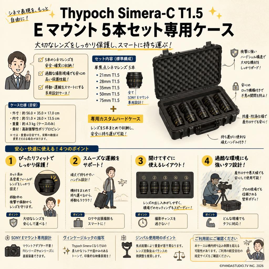 Thypoch Simera-C T1.5 E マウント 5本セット専用ケース FAQ（よくある質問と答え）