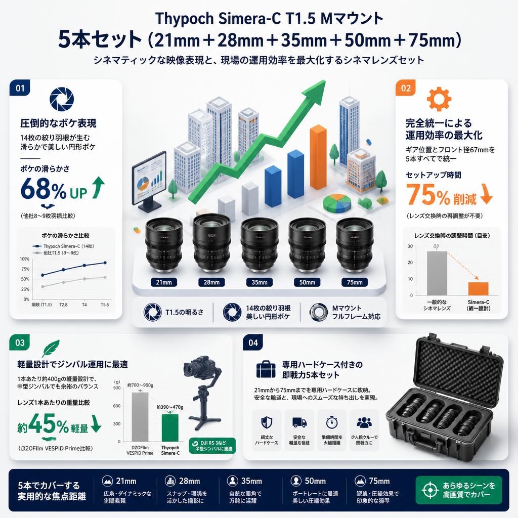 Thypoch Simera-C T1.5 Mマウント 5本セット（21mm＋28mm＋35mm＋50mm＋75mm） セールスポイント
