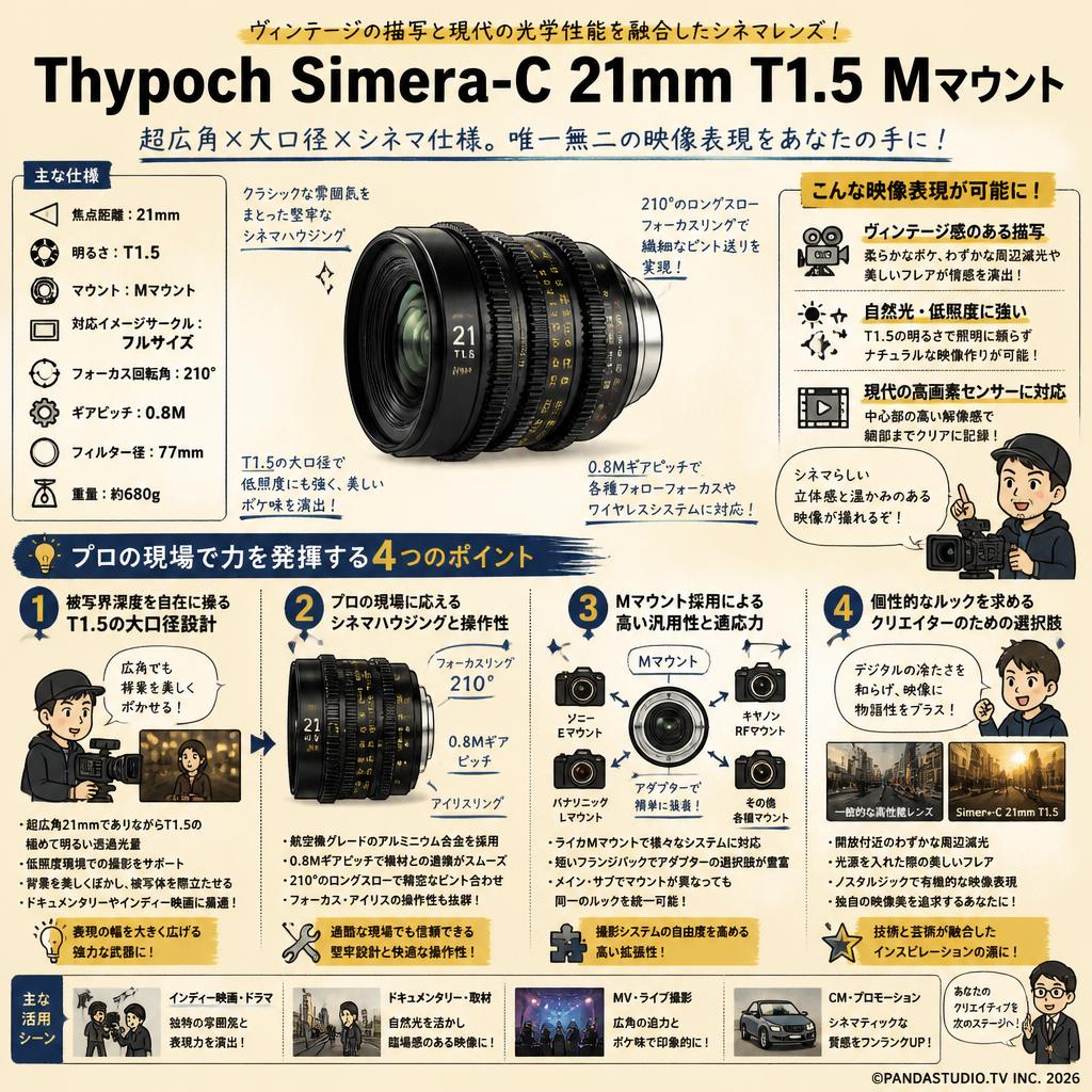 Thypoch Simera-C 21mm T1.5 Mマウント 概要