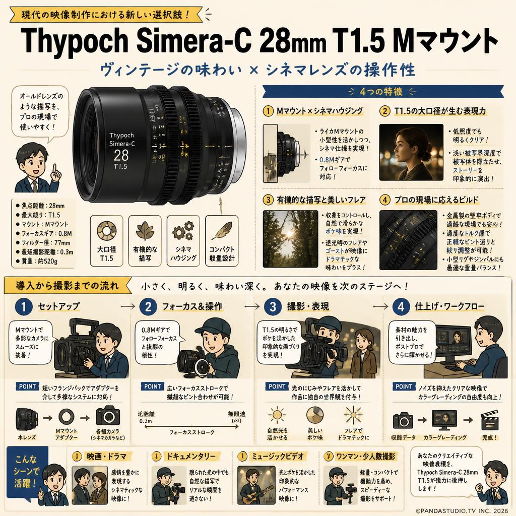 Thypoch Simera-C 28mm T1.5 Mマウント 概要