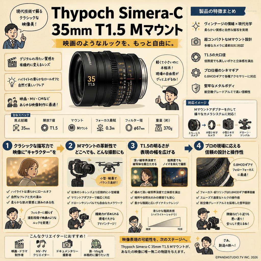 Thypoch Simera-C 35mm T1.5 Mマウント 概要