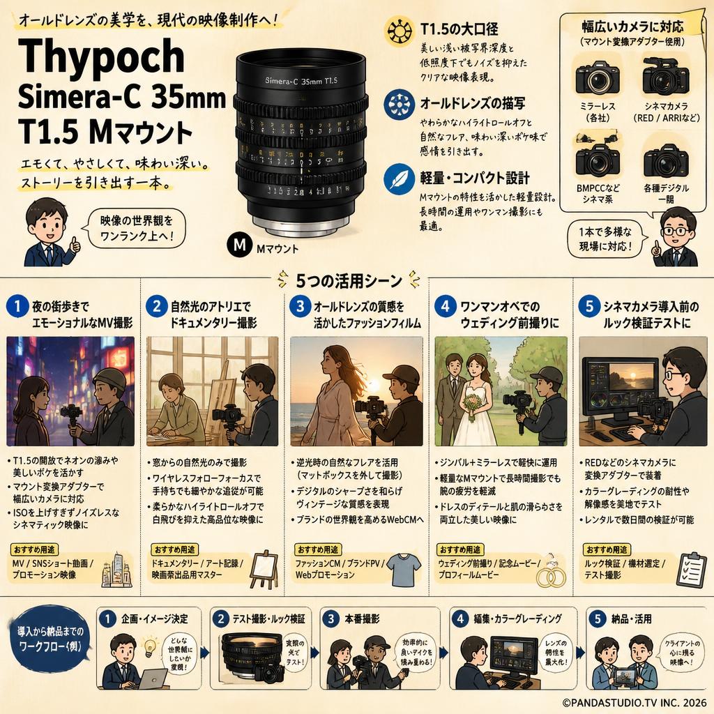 Thypoch Simera-C 35mm T1.5 Mマウント 用途