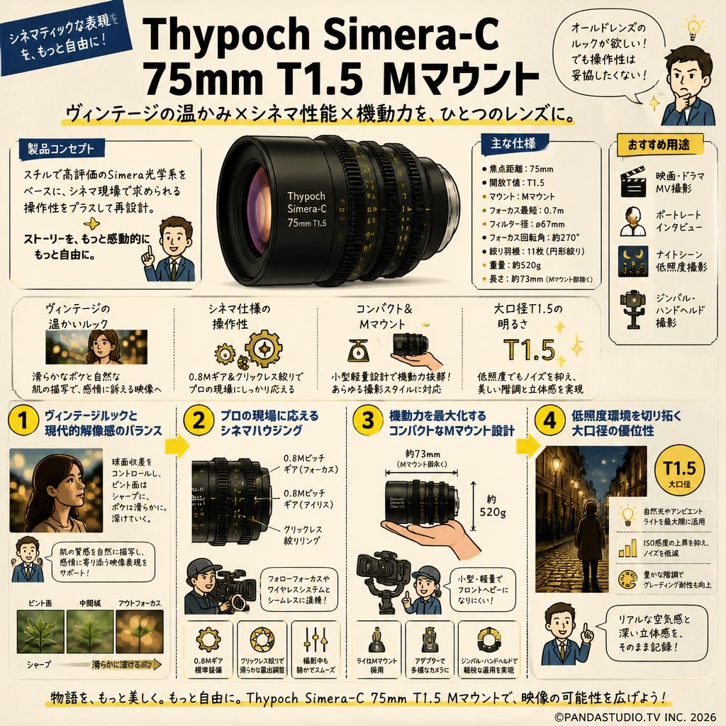 Thypoch Simera-C 75mm T1.5 Mマウント 概要
