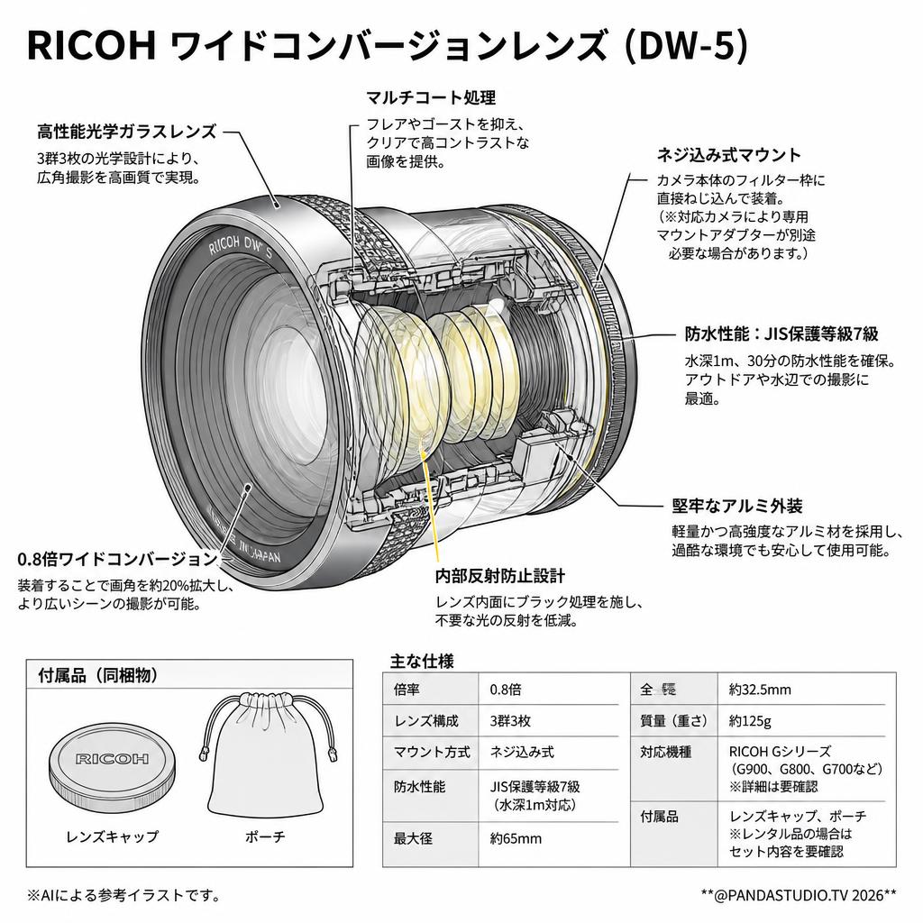 RICOH ワイドコンバージョンレンズ( DW-5 ) スペック