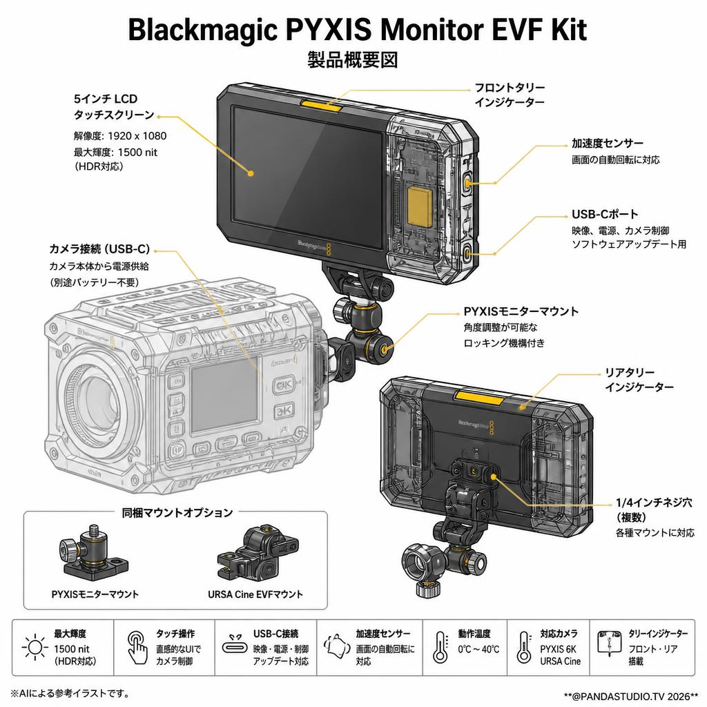 Blackmagic PYXIS Monitor EVF Kit スペック