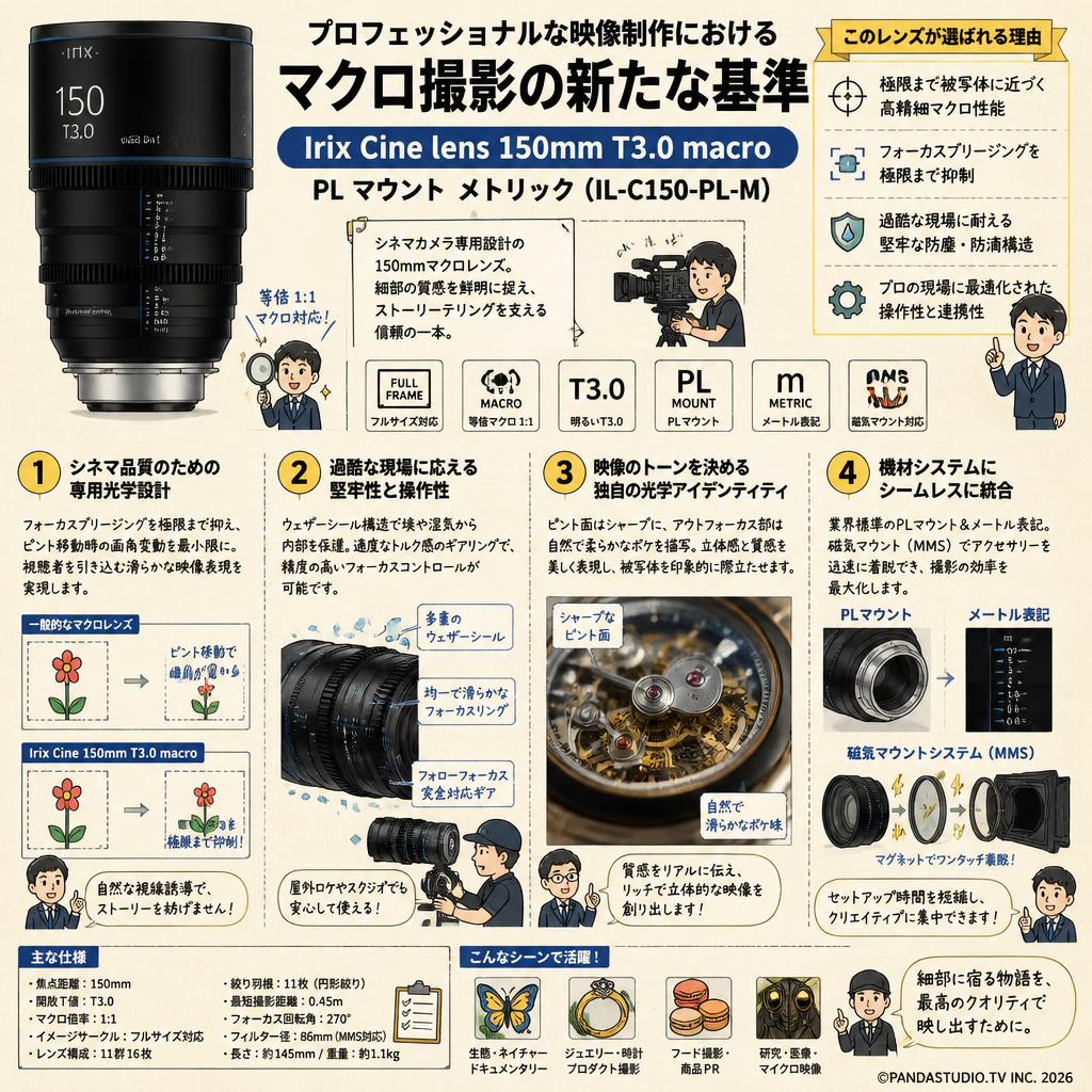 Irix Cine lens 150mm T3.0 macro PL マウント メトリック（IL-C150-PL-M） 概要
