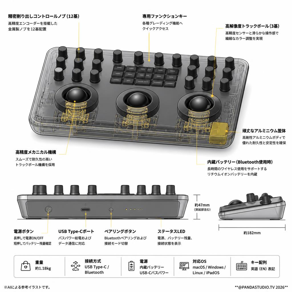 DaVinci Resolve Micro Color Panel（EN） スペック