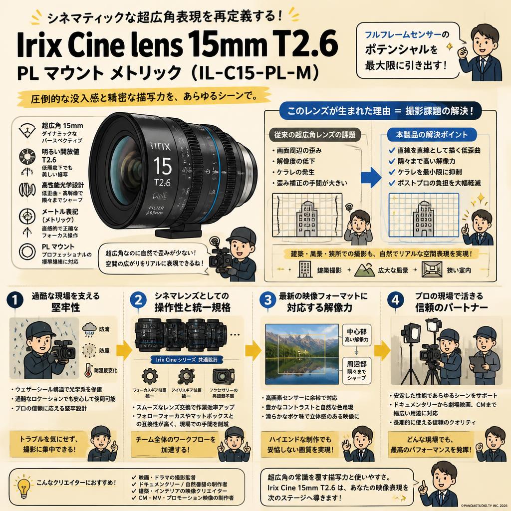 Irix Cine lens 15mm T2.6 PL マウント メトリック（IL-C15-PL-M） 概要