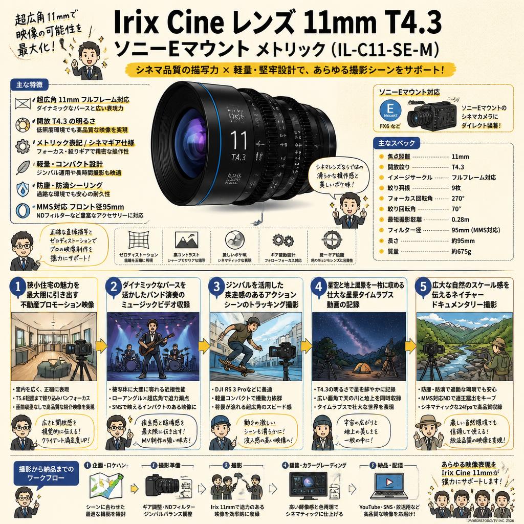 Irix Cine lens 11mm T4.3 ソニーE マウント メトリック（IL-C11-SE-M） 用途