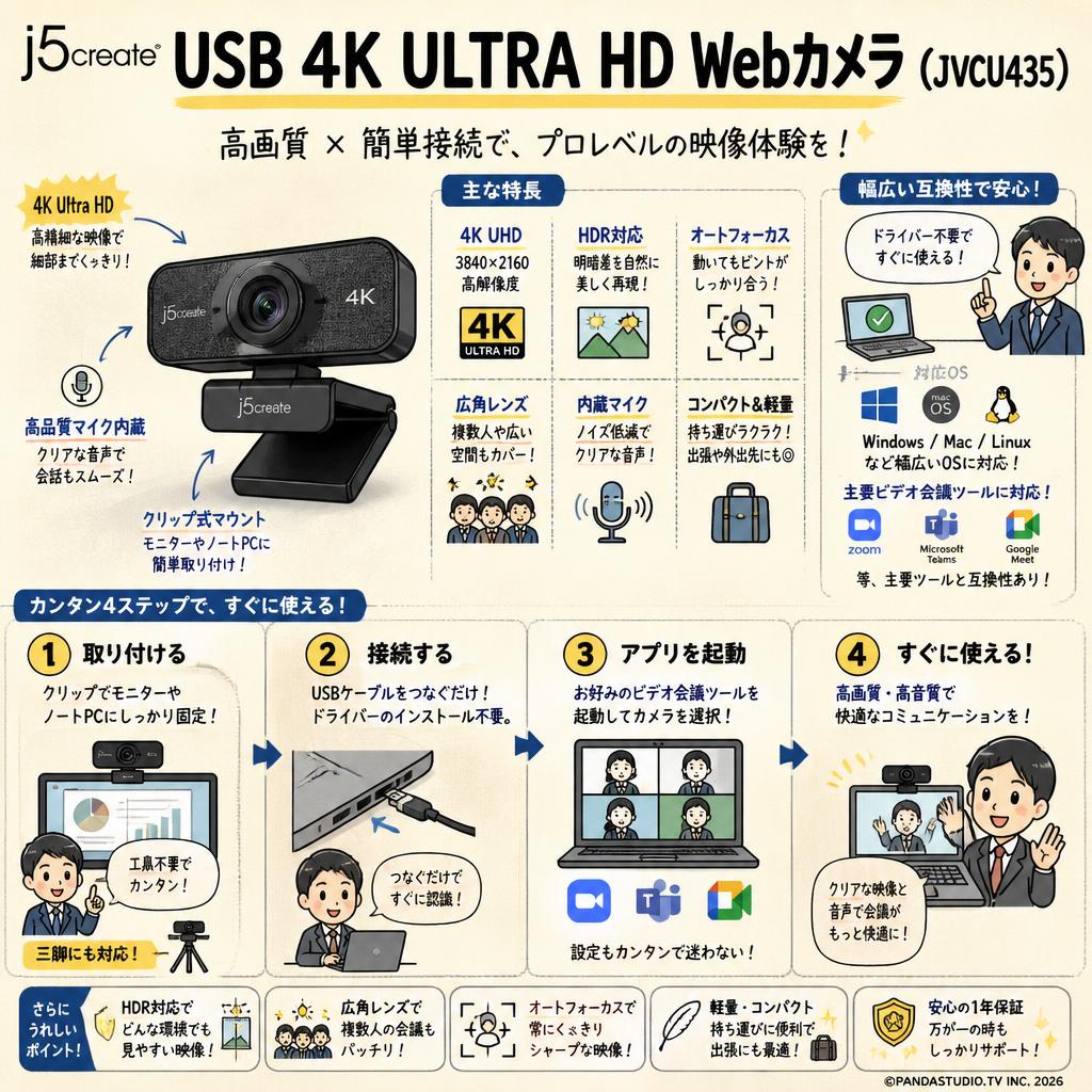 j5create USB 4K ULTRA HD Webカメラ ( JVCU435 ) FAQ（よくある質問と答え）