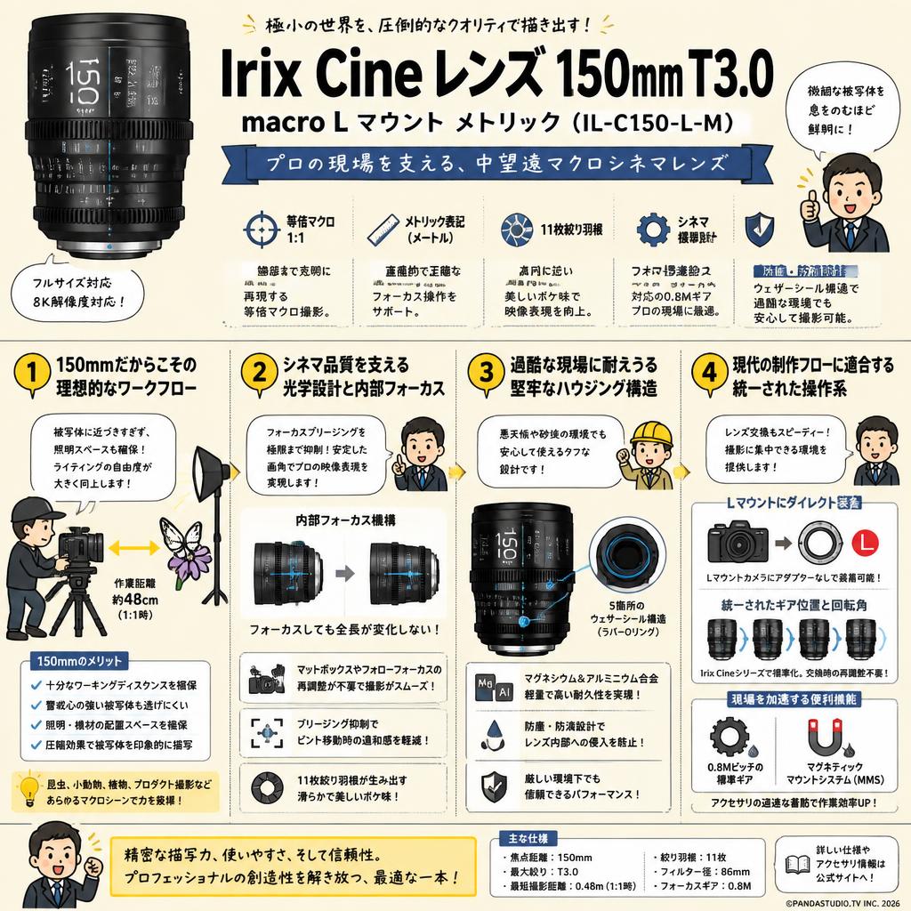 Irix Cine lens 150mm T3.0 macro L マウント メトリック （IL-C150-L-M） 概要