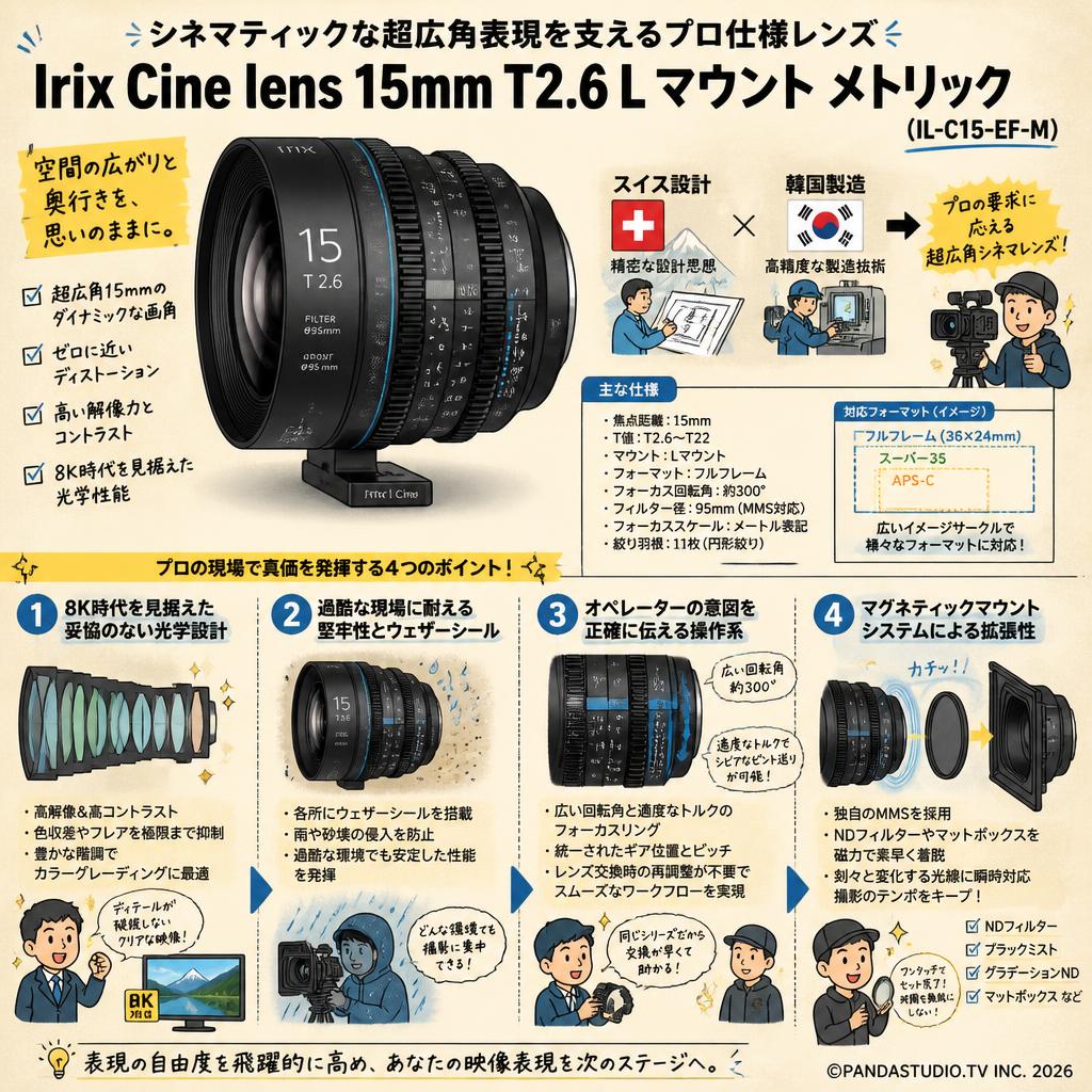 Irix Cine lens 15mm T2.6 L マウント メトリック （IL-C15-EF-M） 概要