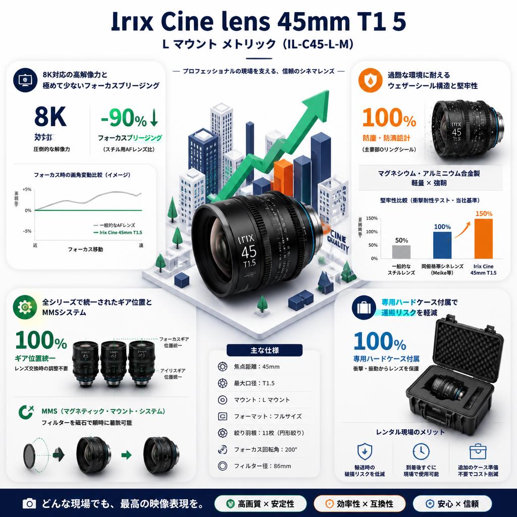 Irix Cine lens 45mm T1.5 L マウント メトリック （IL-C45-L-M） セールスポイント
