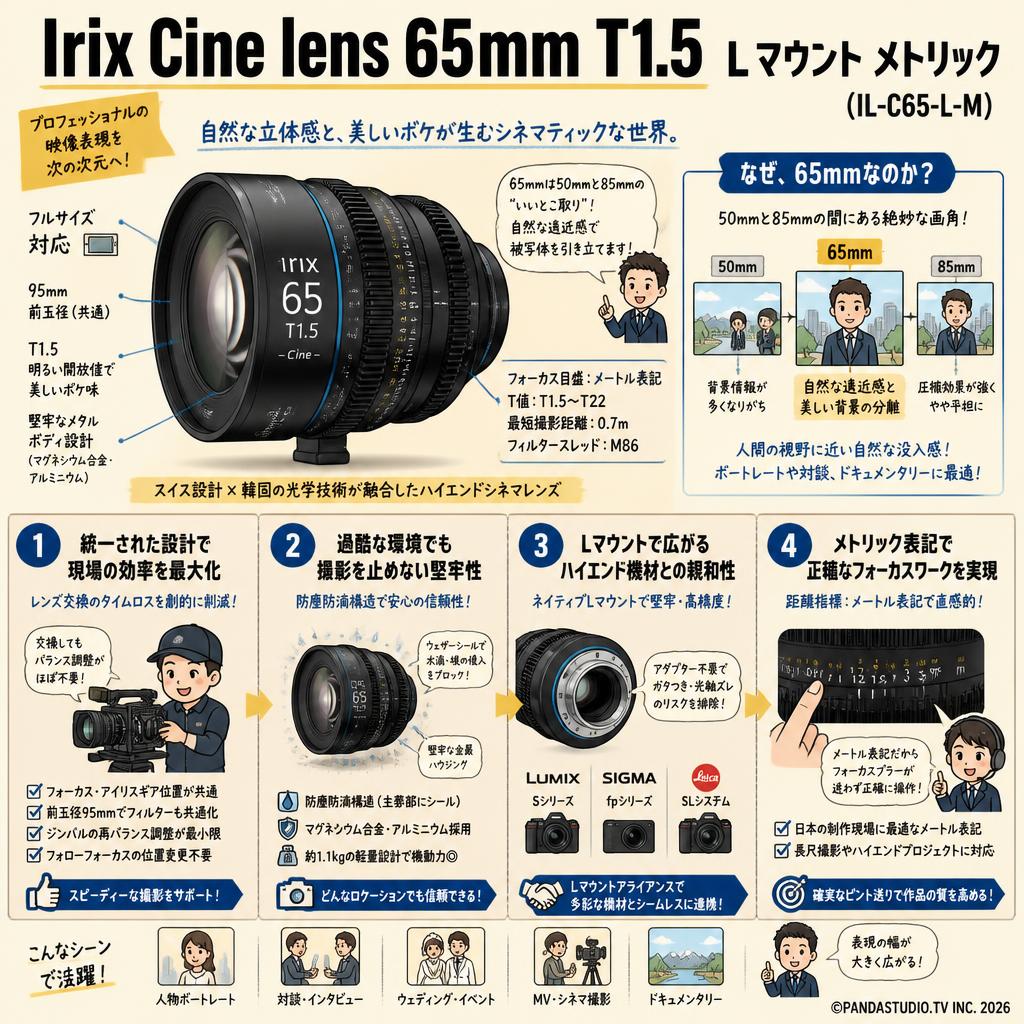 Irix Cine lens 65mm T1.5 L マウント メトリック （IL-C65-L-M） 概要