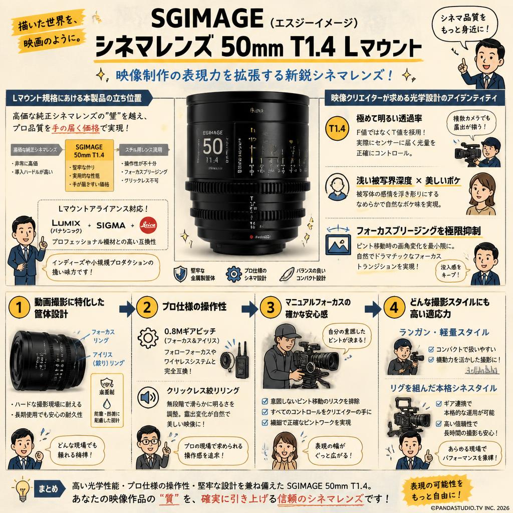 SGIMAGE（エスジーイメージ）シネマレンズ 50mm T1.4 Lマウント 概要