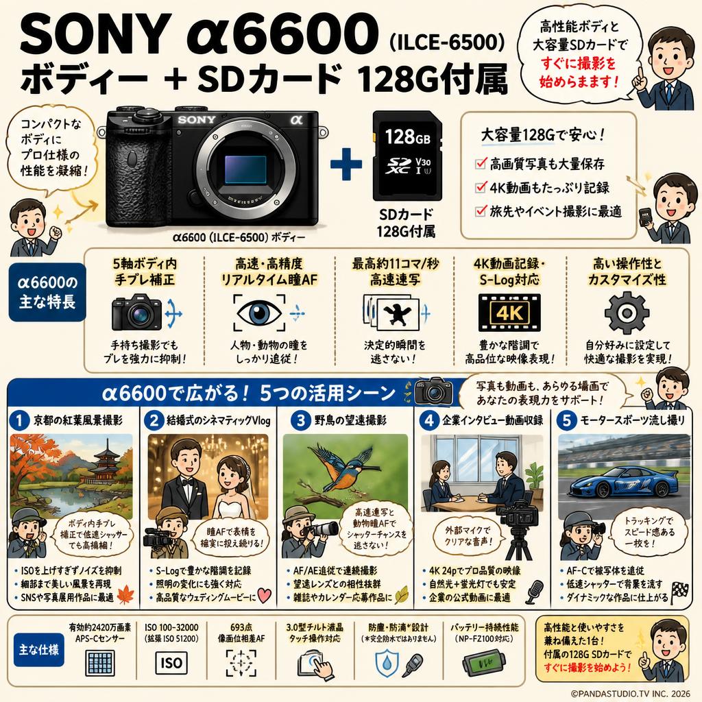 SONY α6600( ILCE-6500 ) ボディー ＋ SDカード 128G付属 用途