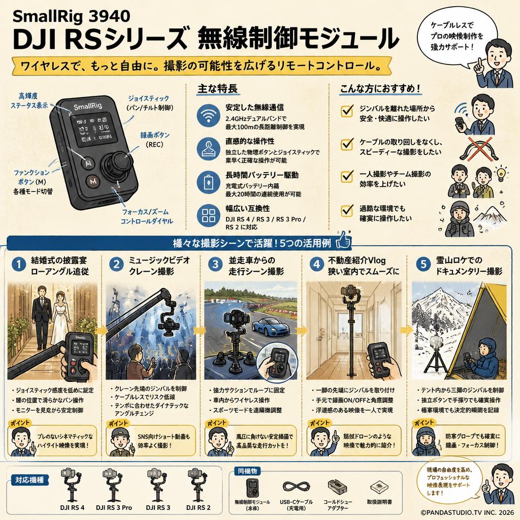 SmallRig 3940 DJI RSシリーズ 無線制御モジュール 用途
