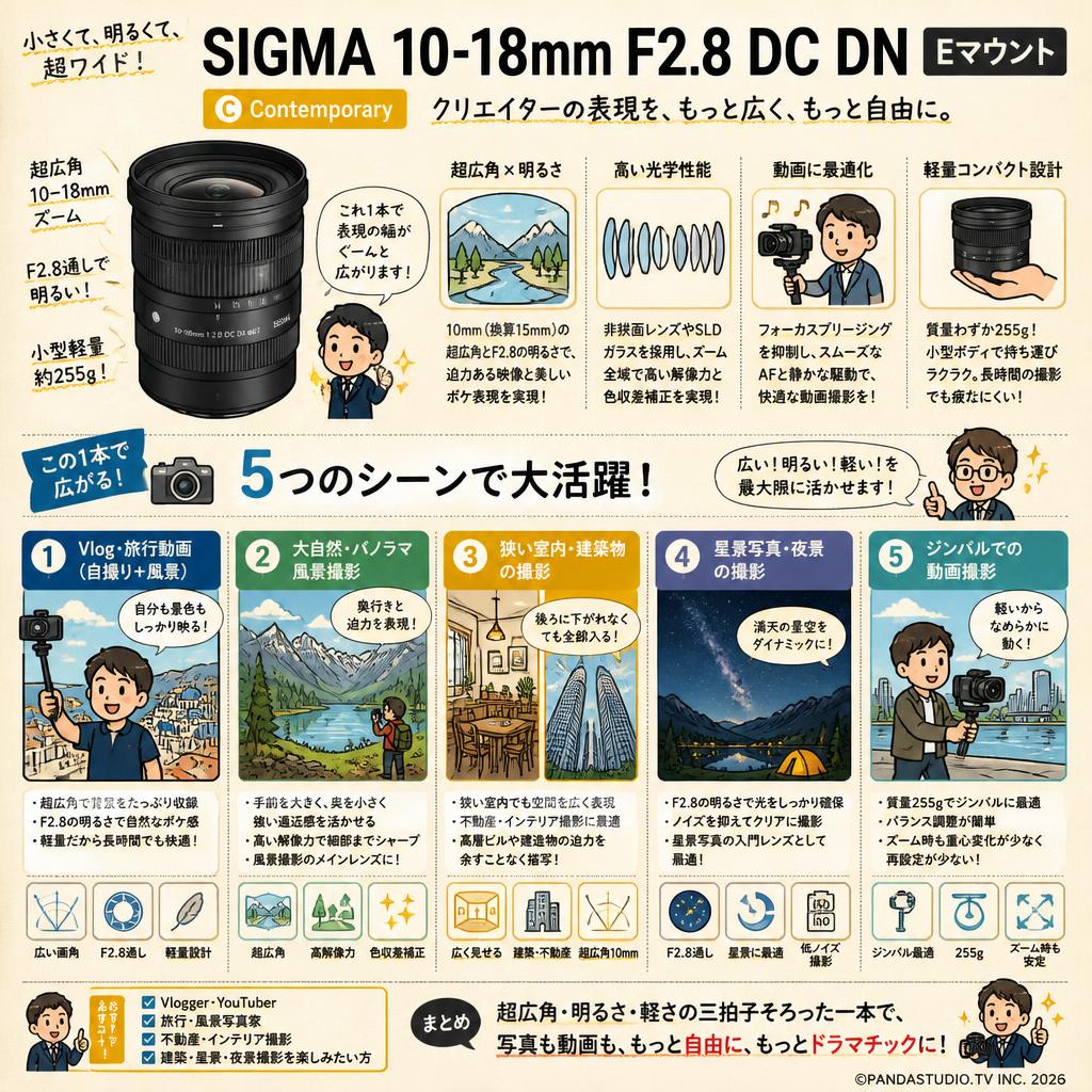 SIGMA 10-18mm F2.8 DC DN Contemporary Eマウント 用途
