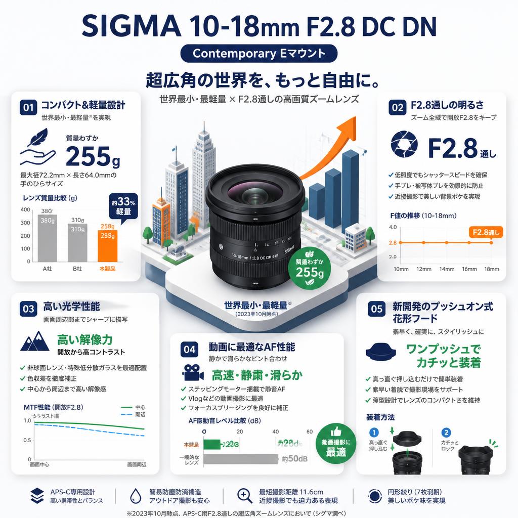 SIGMA 10-18mm F2.8 DC DN Contemporary Eマウント セールスポイント