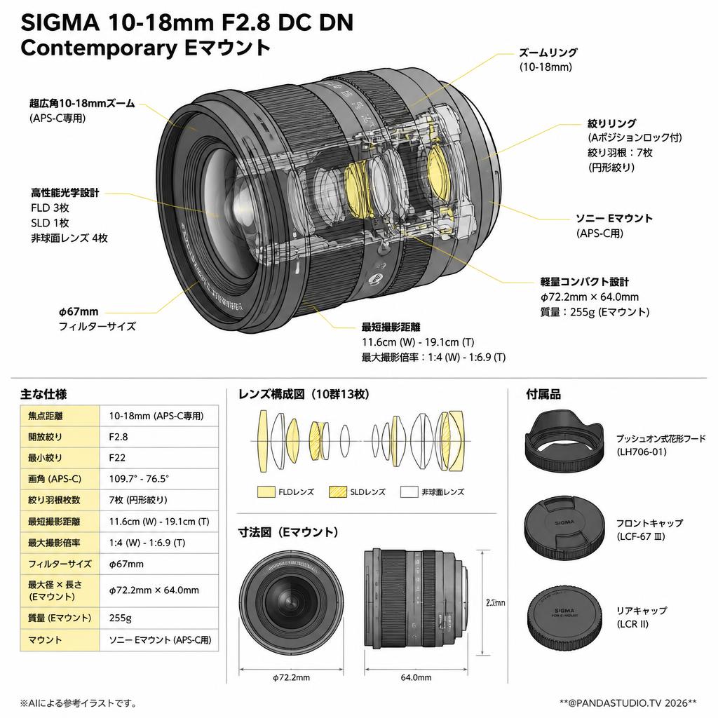 SIGMA 10-18mm F2.8 DC DN Contemporary Eマウント スペック