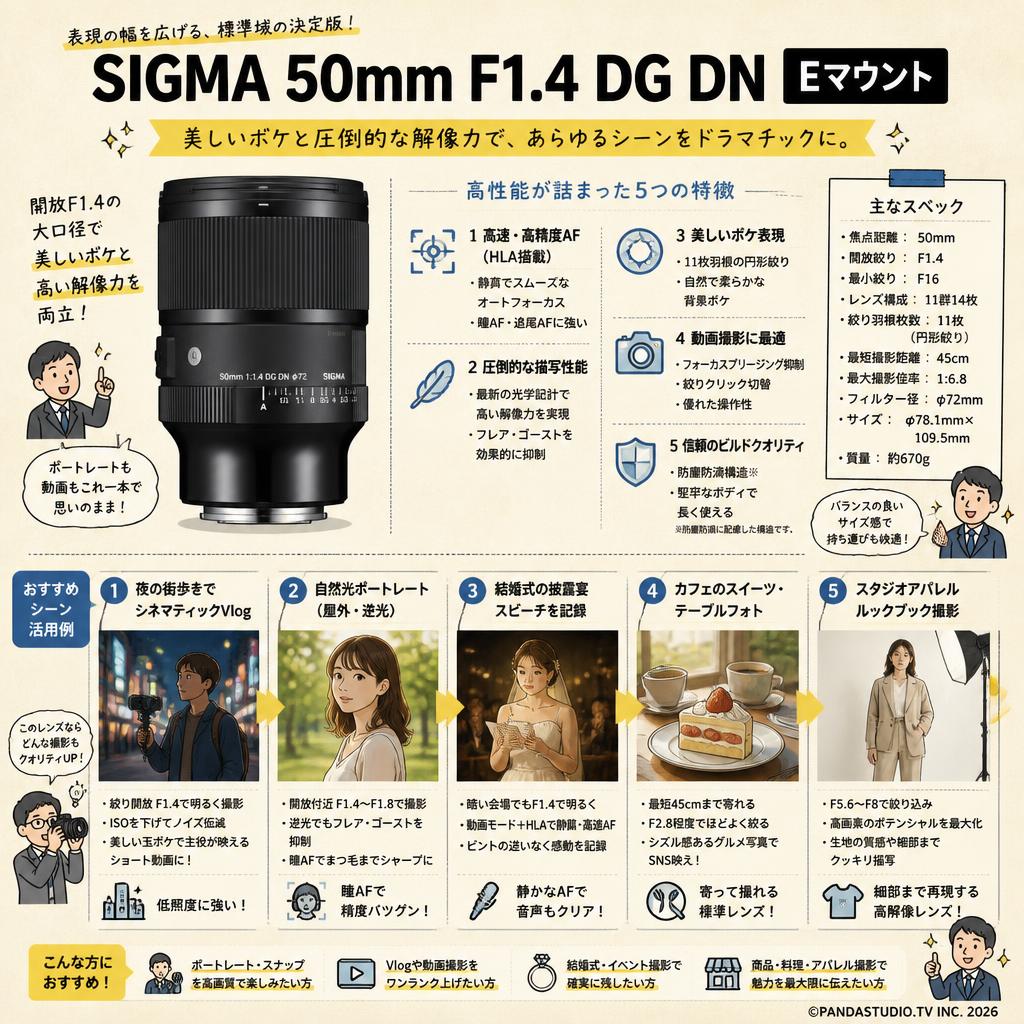 SIGMA 50mm F1.4 DG DN  Eマウント 用途
