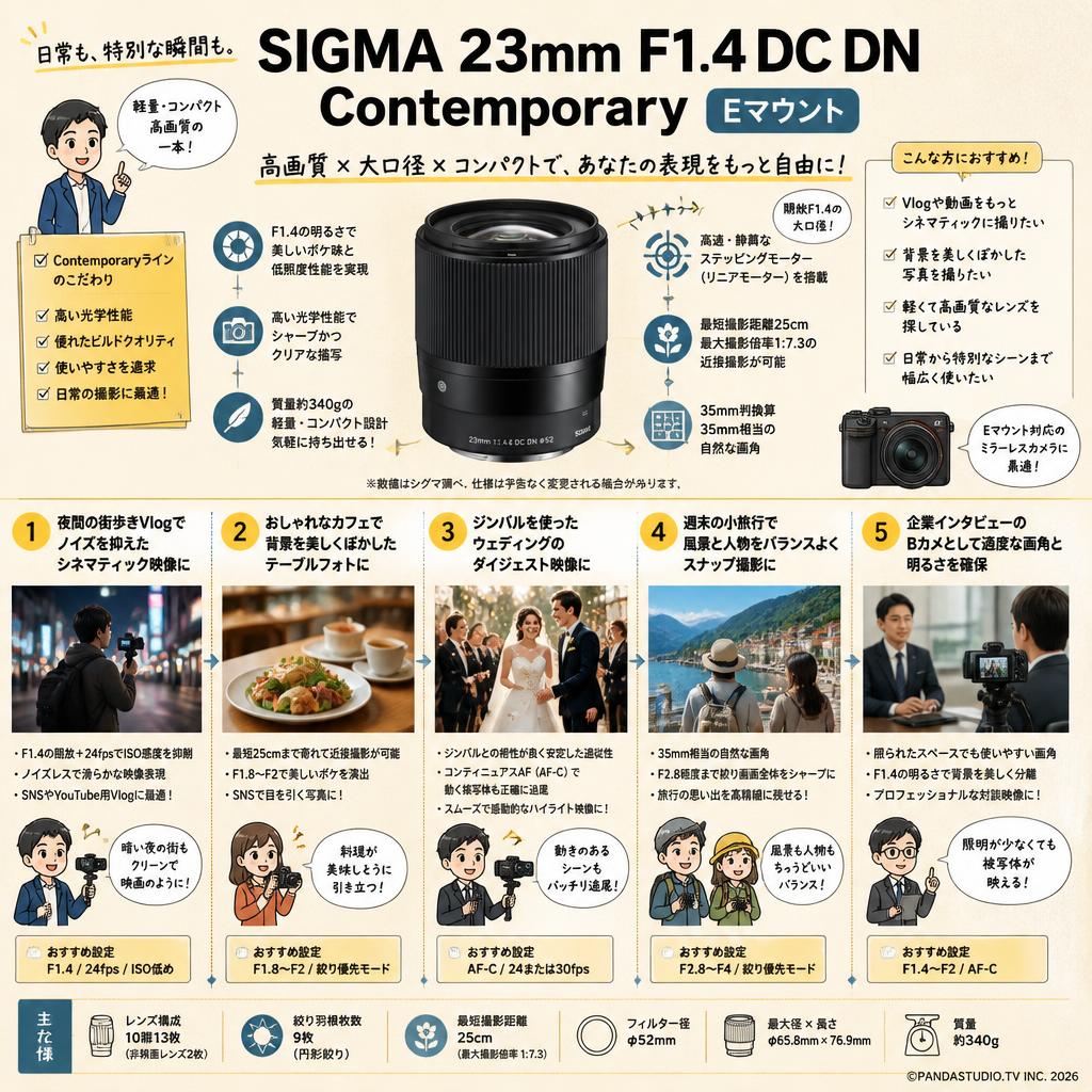 SIGMA 23mm F1.4 DC DN Contemporary  Eマウント 用途