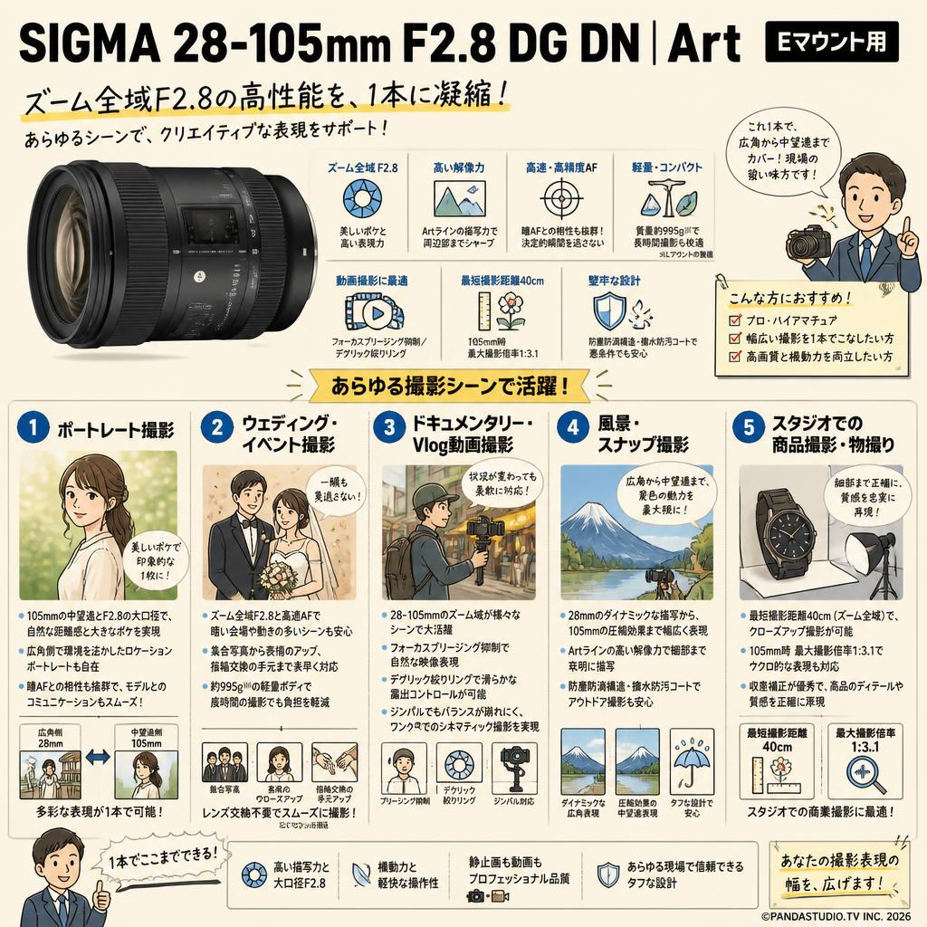 SIGMA 28-105mm F2.8 DG DN Art Eマウント用 用途