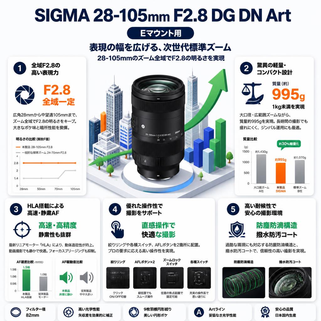 SIGMA 28-105mm F2.8 DG DN Art Eマウント用 セールスポイント