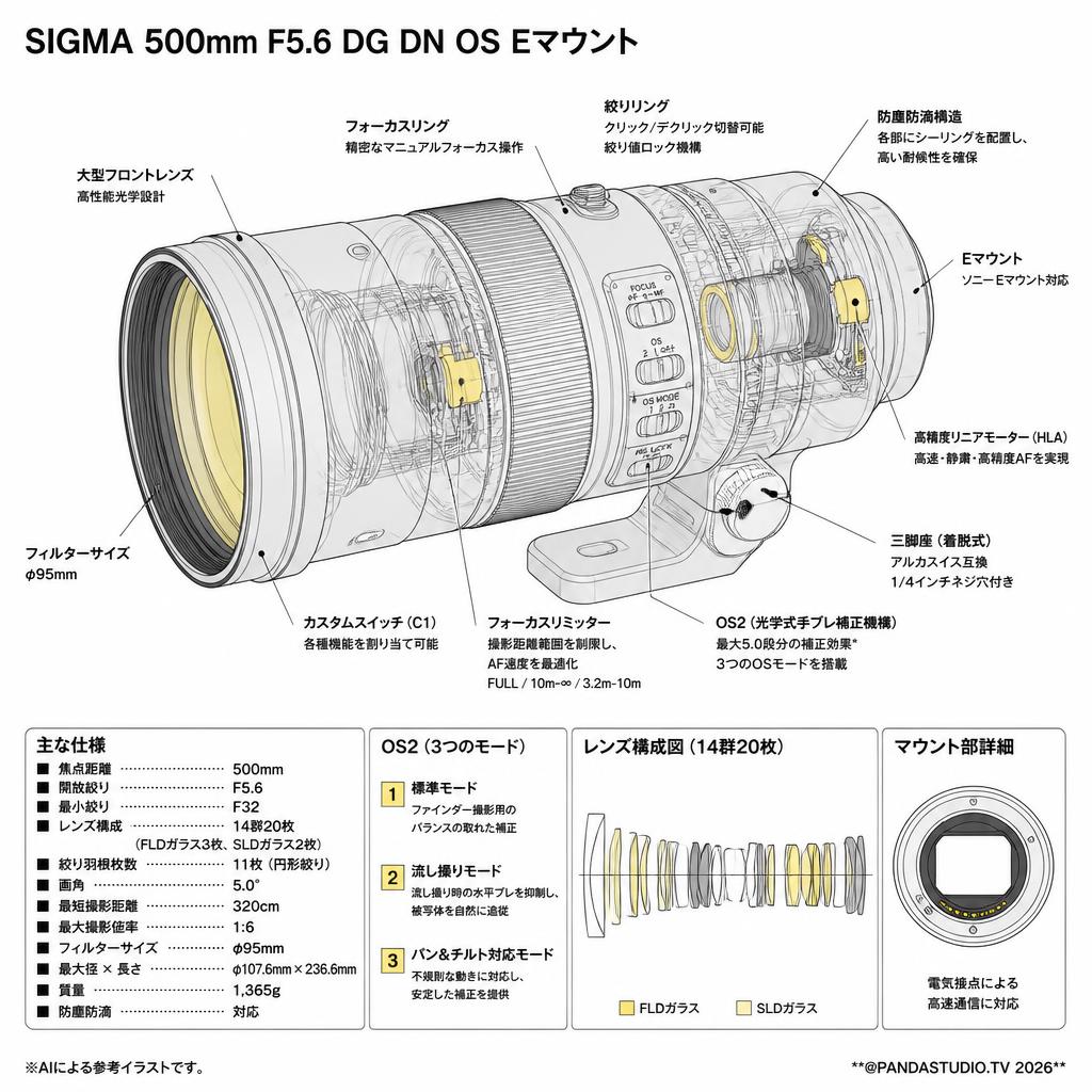 SIGMA 500mm F5.6 DG DN OS Eマウント スペック