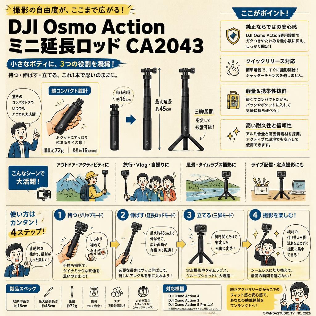 DJI Osmo Action ミニ延長ロッド CA2043 概要