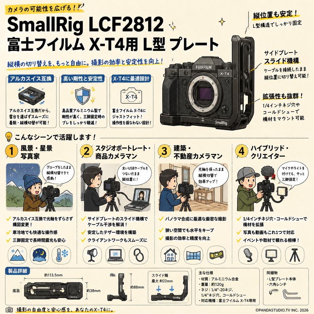 SmallRig LCF2812 富士フイルム X-T4用 L型 プレート おもな対象のお客様