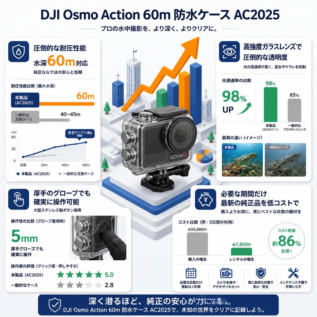 DJI Osmo Action 60m 防水ケース AC2025 セールスポイント