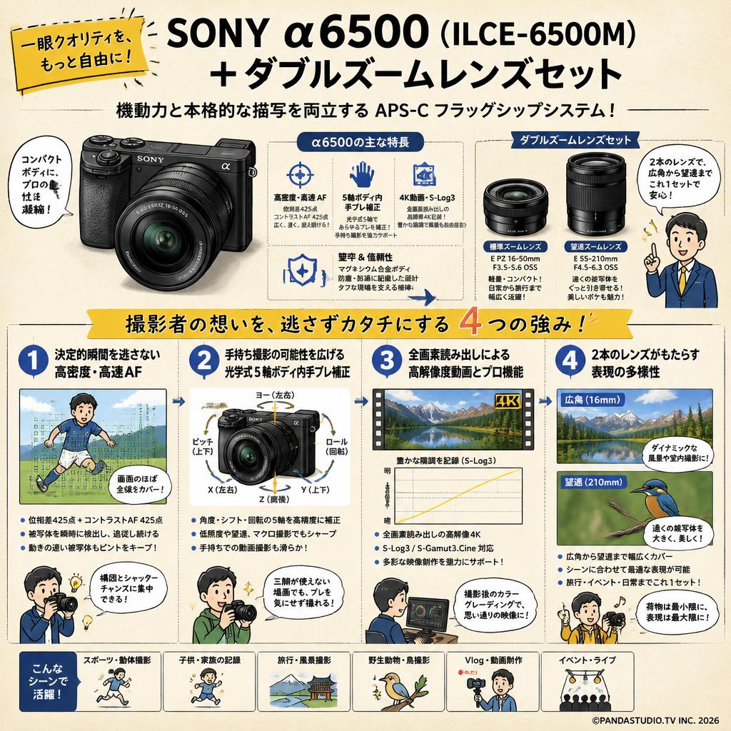 SONY α6500（ ILCE-6500M） ＋ ダブルズームレンズセット 概要
