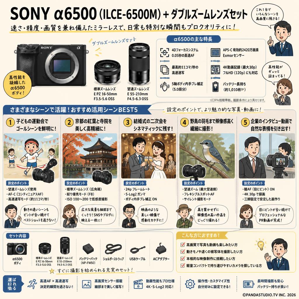 SONY α6500（ ILCE-6500M） ＋ ダブルズームレンズセット 用途