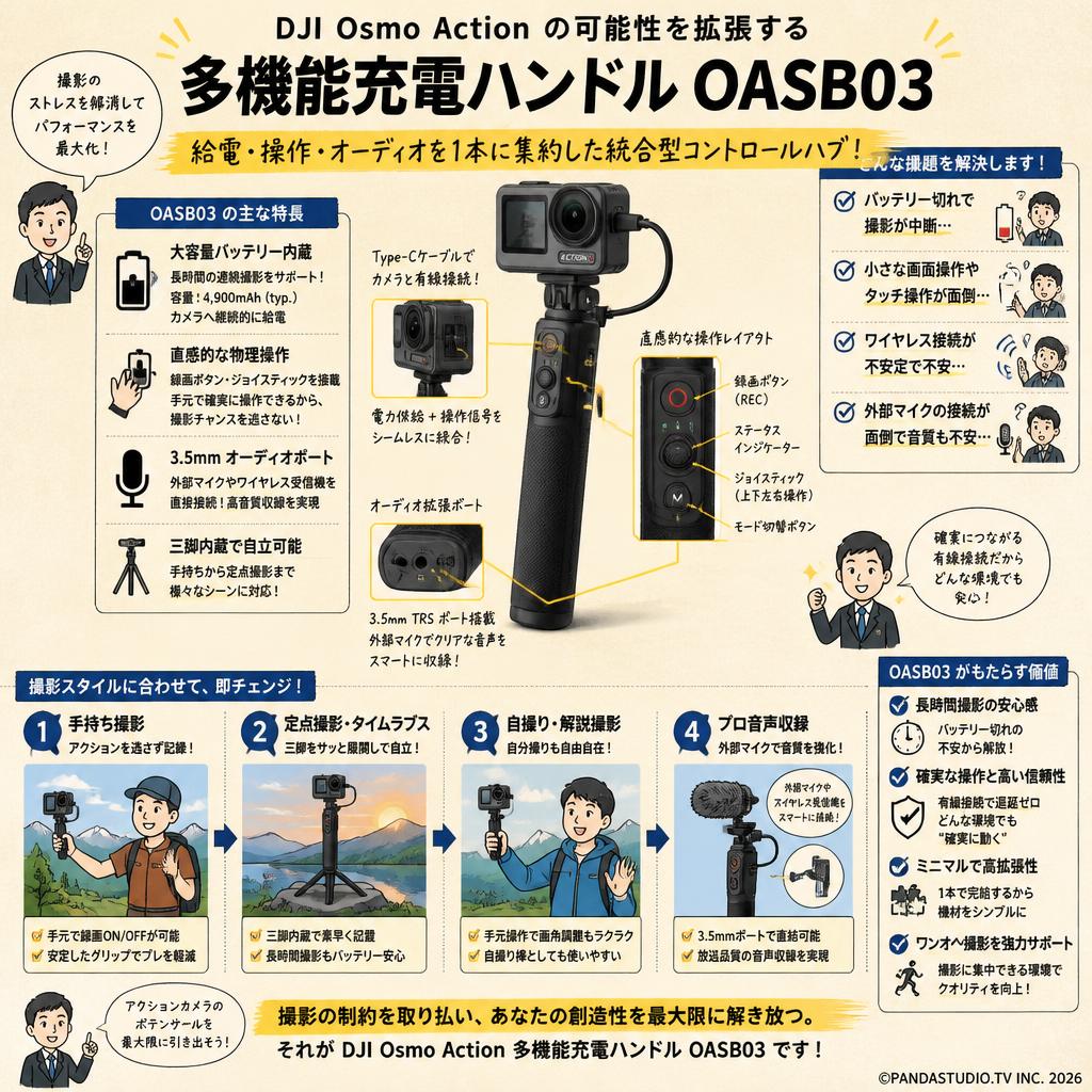 DJI Osmo Action 多機能充電ハンドル OASB03 概要