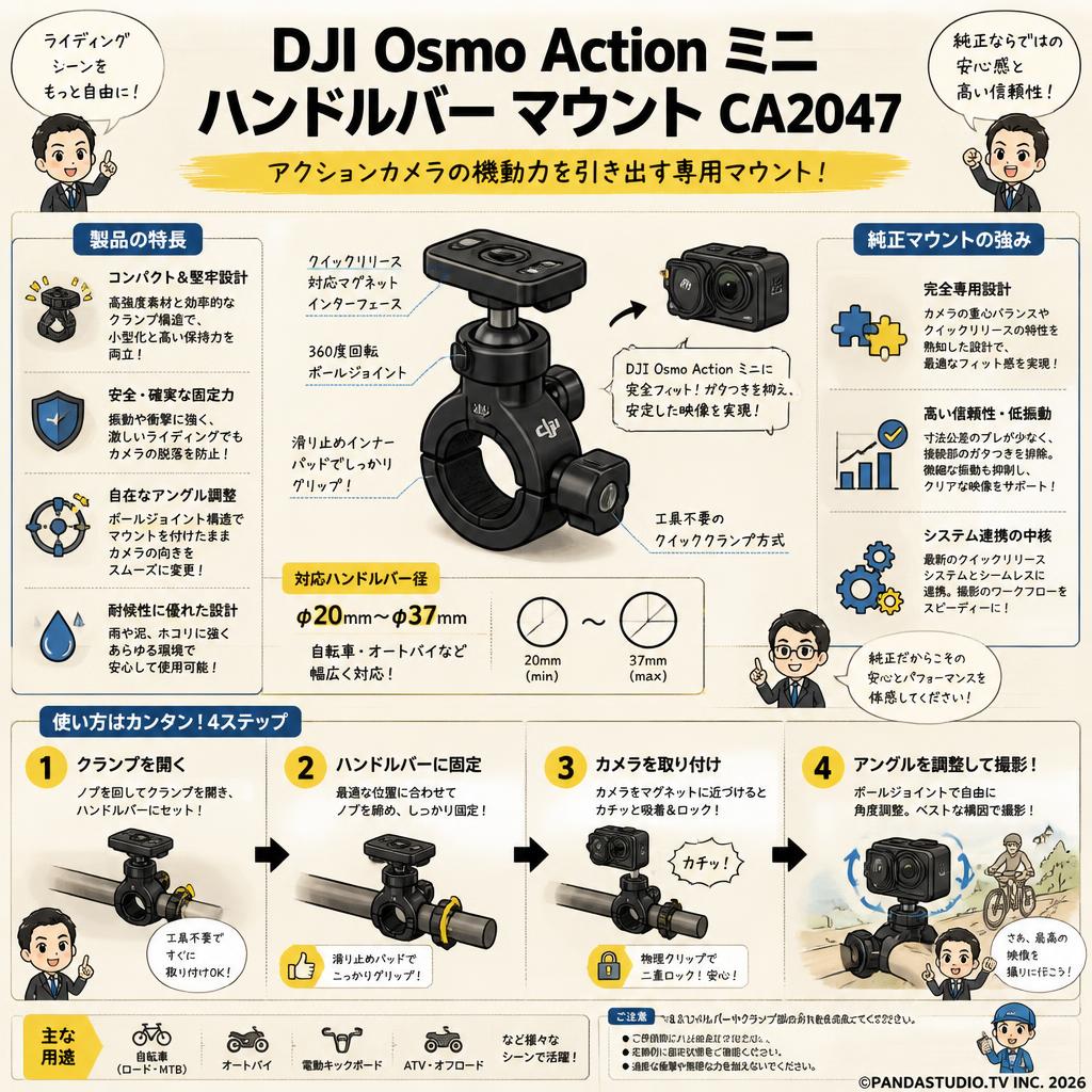 DJI Osmo Action ミニ ハンドルバー マウント CA2047 概要