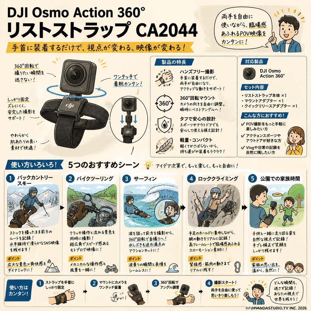DJI Osmo Action 360° リストストラップ CA2044 用途