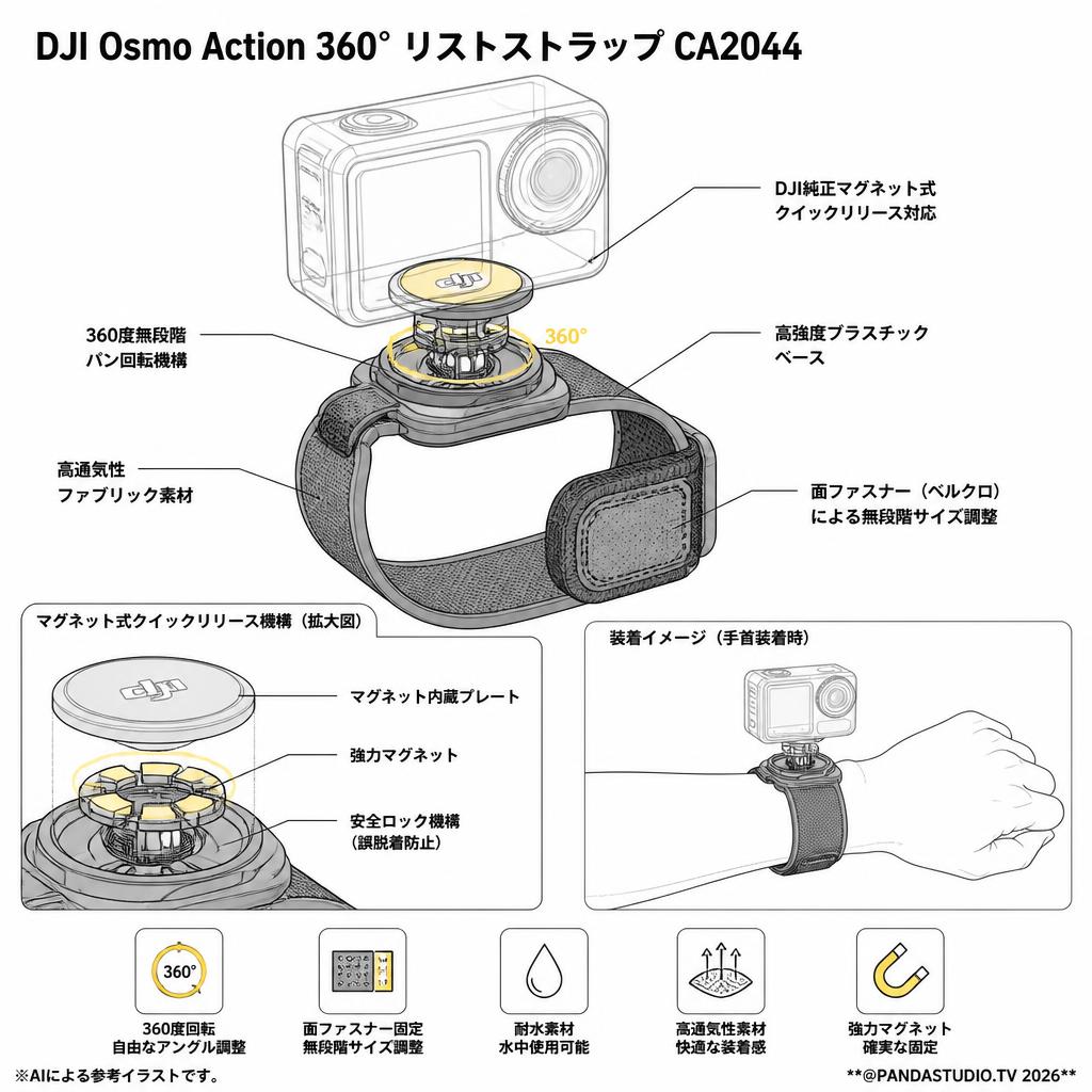 DJI Osmo Action 360° リストストラップ CA2044 スペック