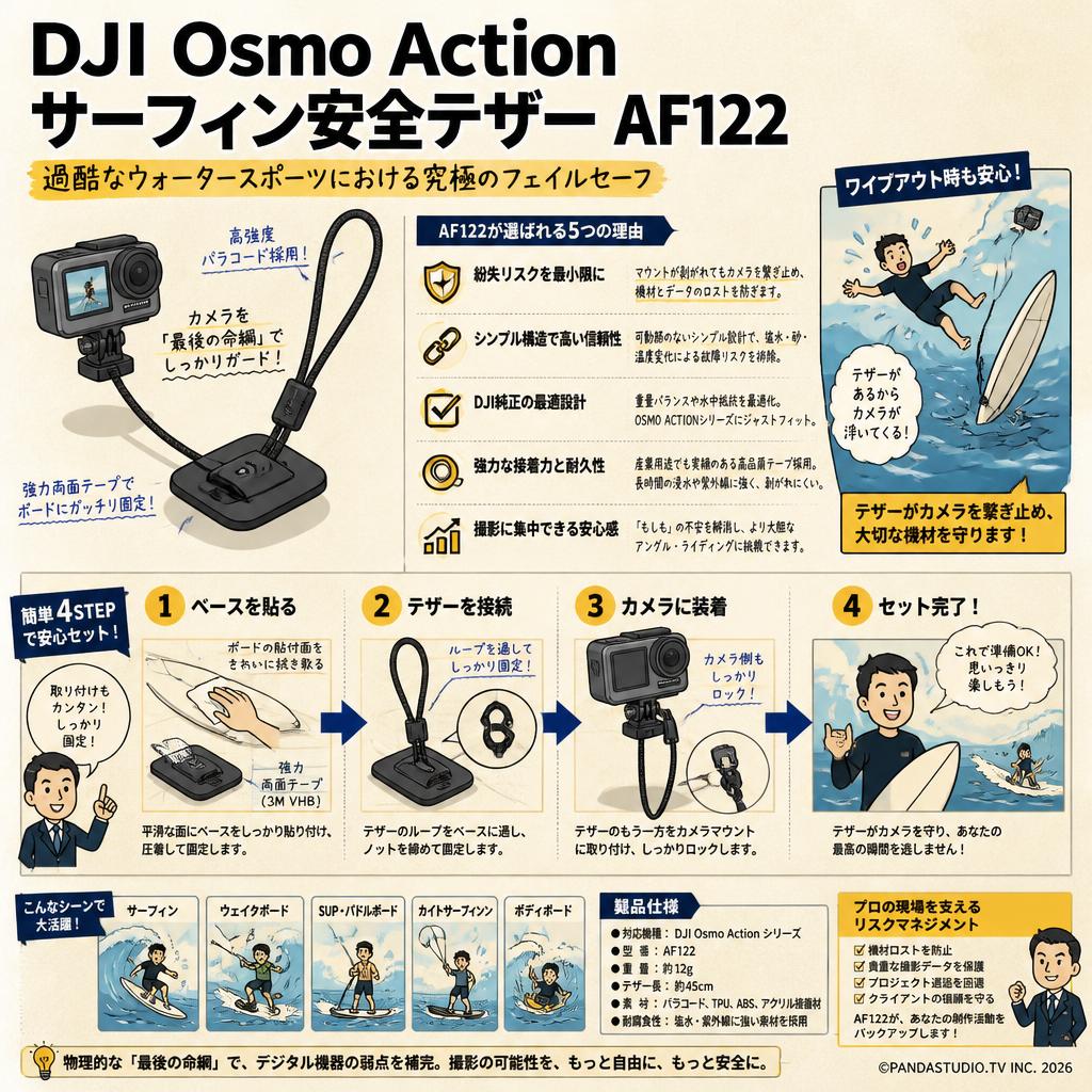 DJI Osmo Action サーフィン安全テザー AF122 概要
