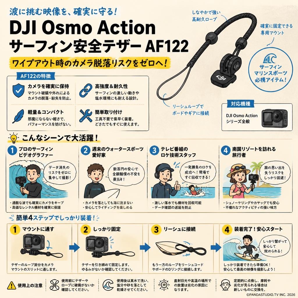 DJI Osmo Action サーフィン安全テザー AF122 おもな対象のお客様