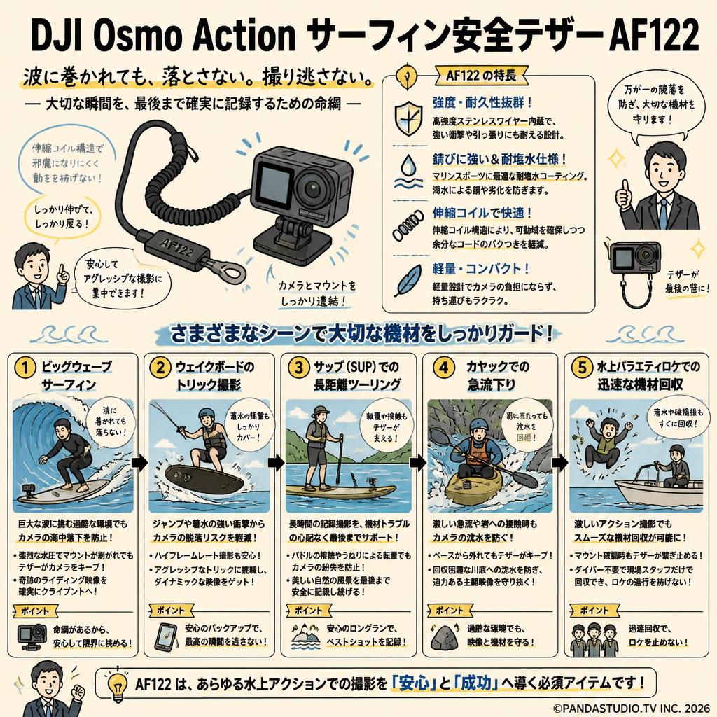 DJI Osmo Action サーフィン安全テザー AF122 用途