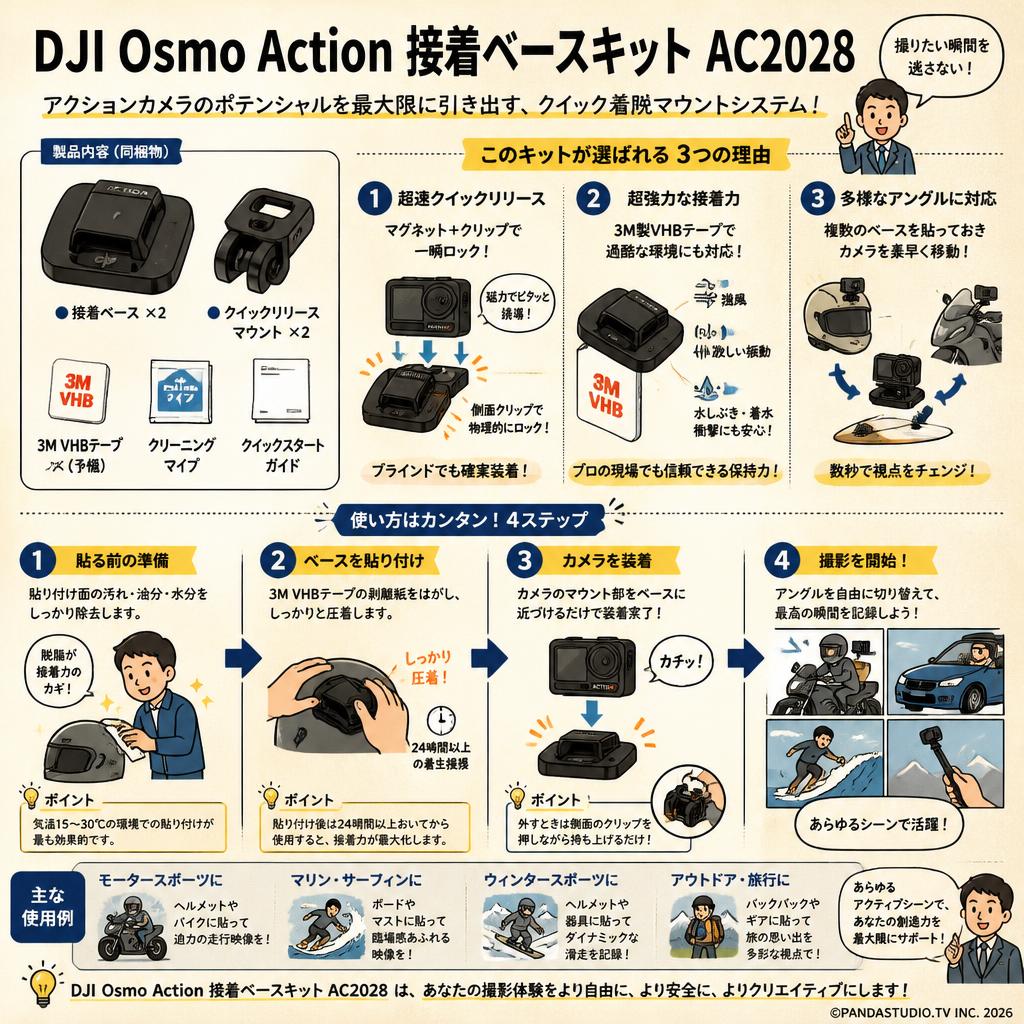 DJI Osmo Action 接着ベースキット AC2028 概要