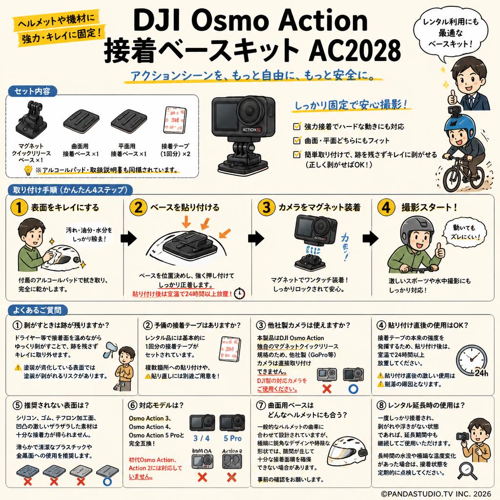 DJI Osmo Action 接着ベースキット AC2028 FAQ（よくある質問と答え）