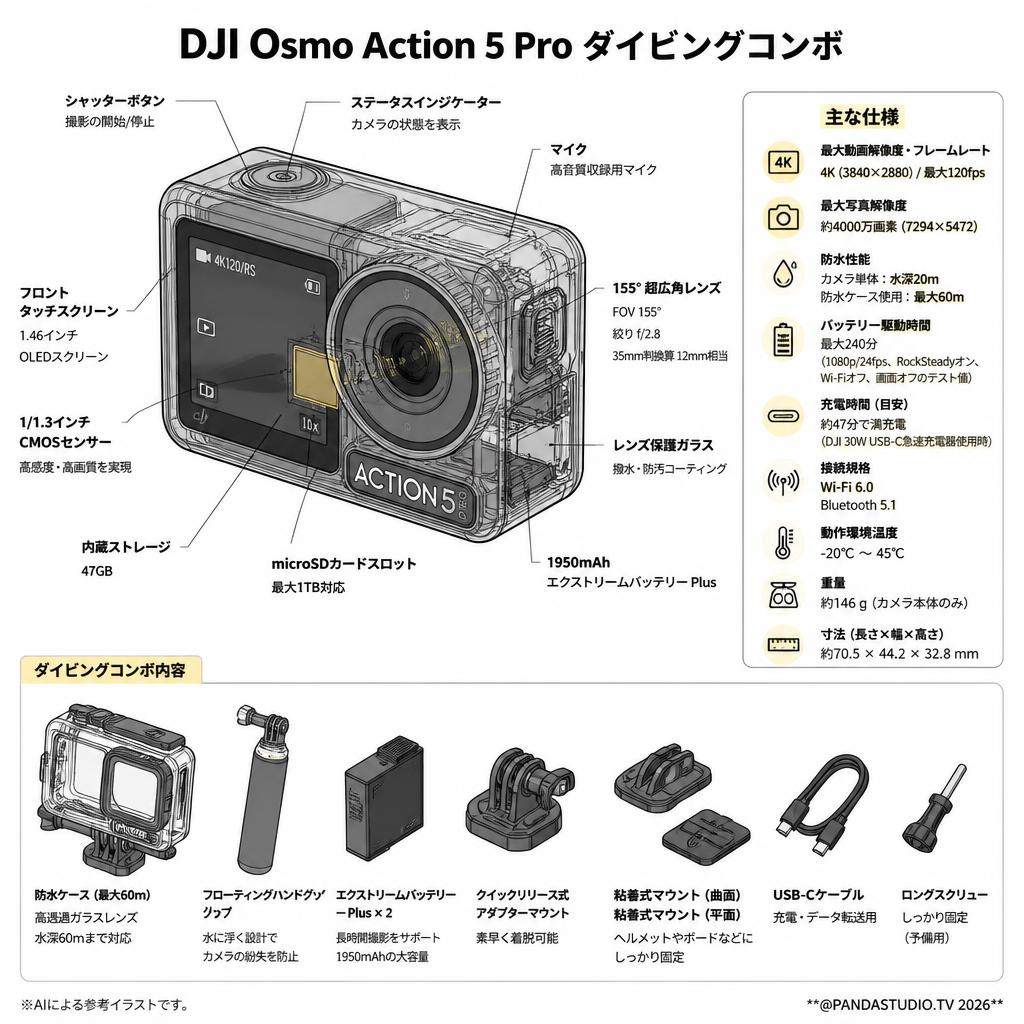 DJI Osmo Action 5 Proダイビングコンボ スペック