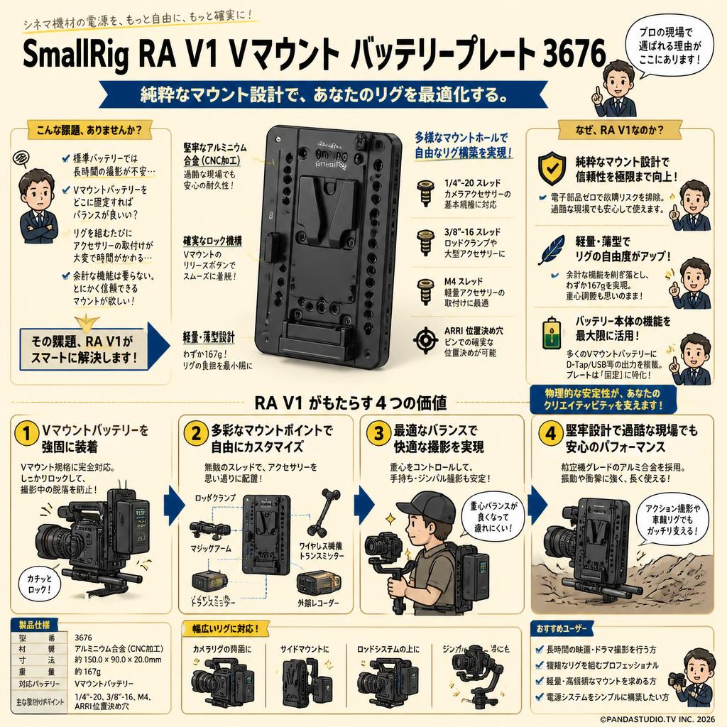 SmallRig RA V1 Vマウント バッテリープレート 3676 概要